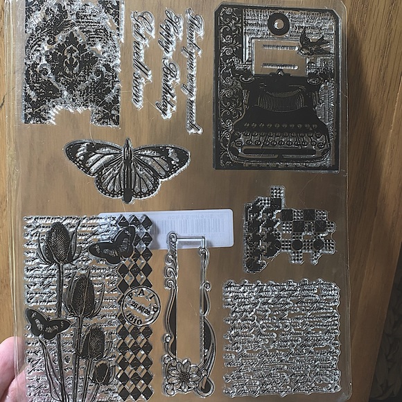 Cling Stamps Vintage Ephemera Designs Typewriter, Script, Butterfly, Sentiments - Picture 4 of 6